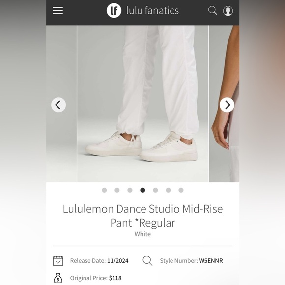 Lululemon White Lined Dance Studio Pants Women’s Size 8 - Picture 5 of 10